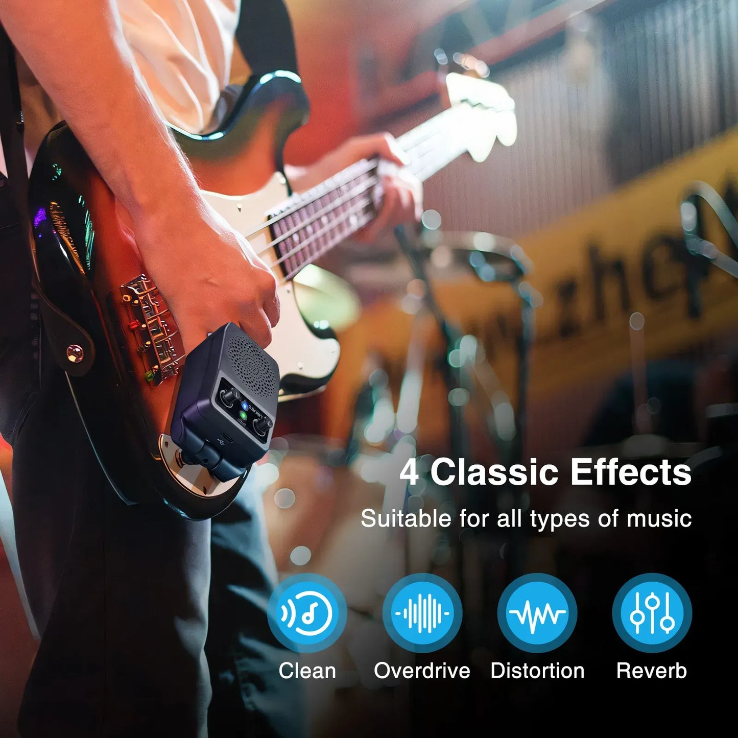 LEKATO JA-05G Electric Guitar Amp 5W Bluetooth 4 Effects Clean Distortion Overdrive Reverb